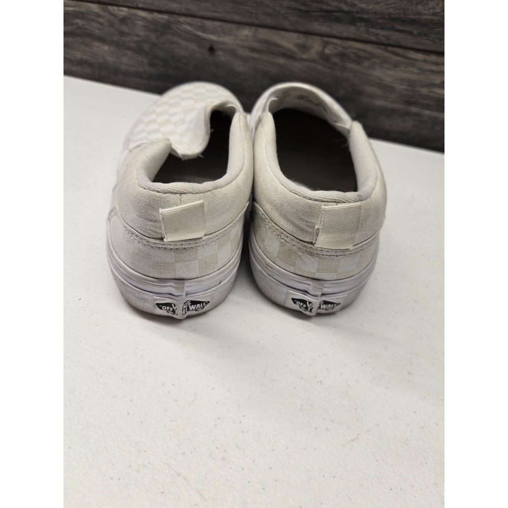 Vans Shoes Youth 5 Boys Off The Wall Check Slip On Sneakers 500714 White Fabric - Picture 5 of 7